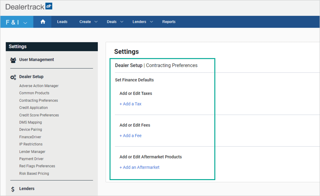Dealer Preferences Screen.02 Dealer Preferences Screen.02