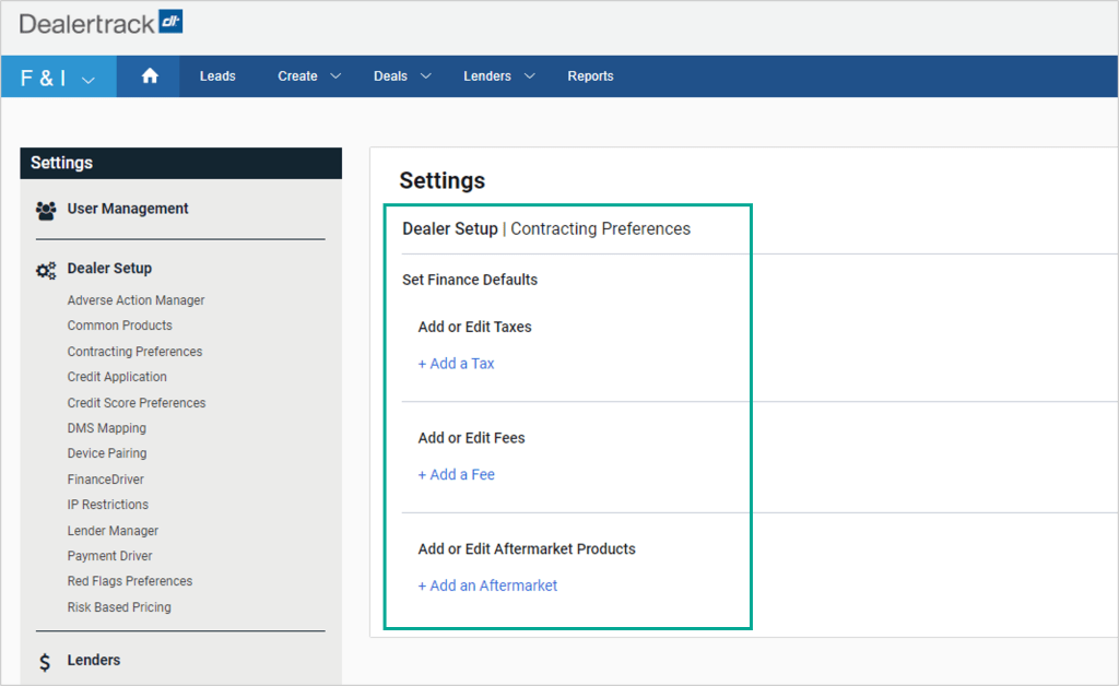 Dealer Preferences Screen.02