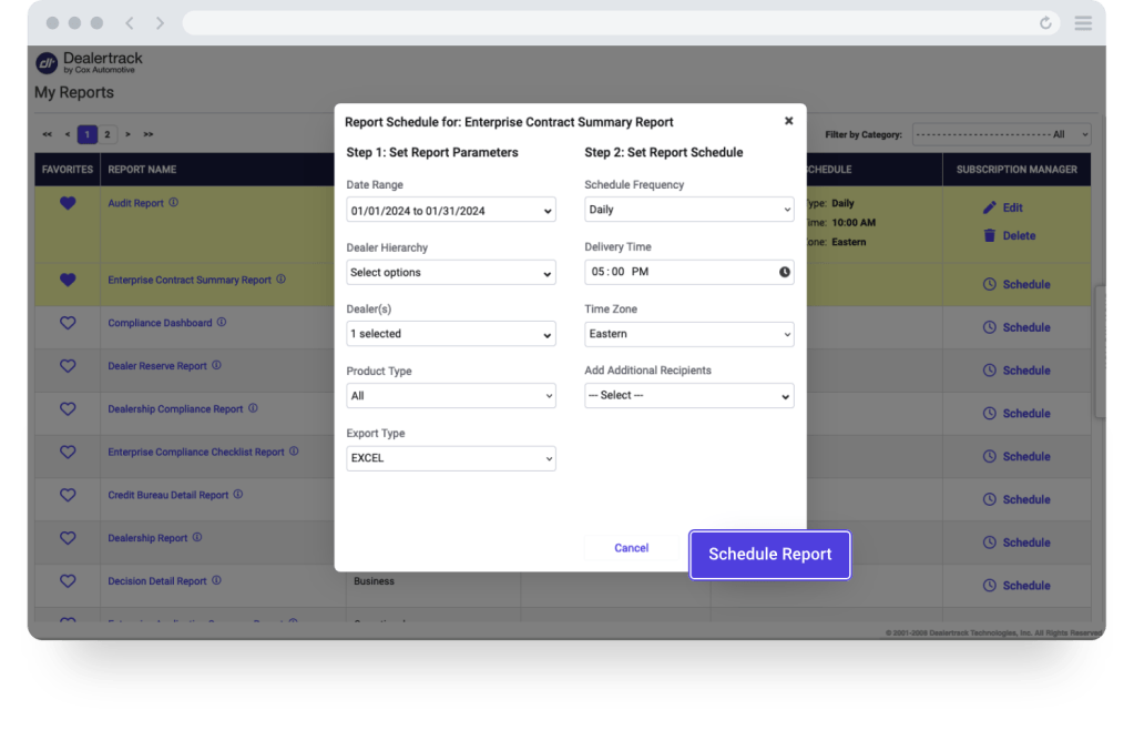 Click on Schedule Report